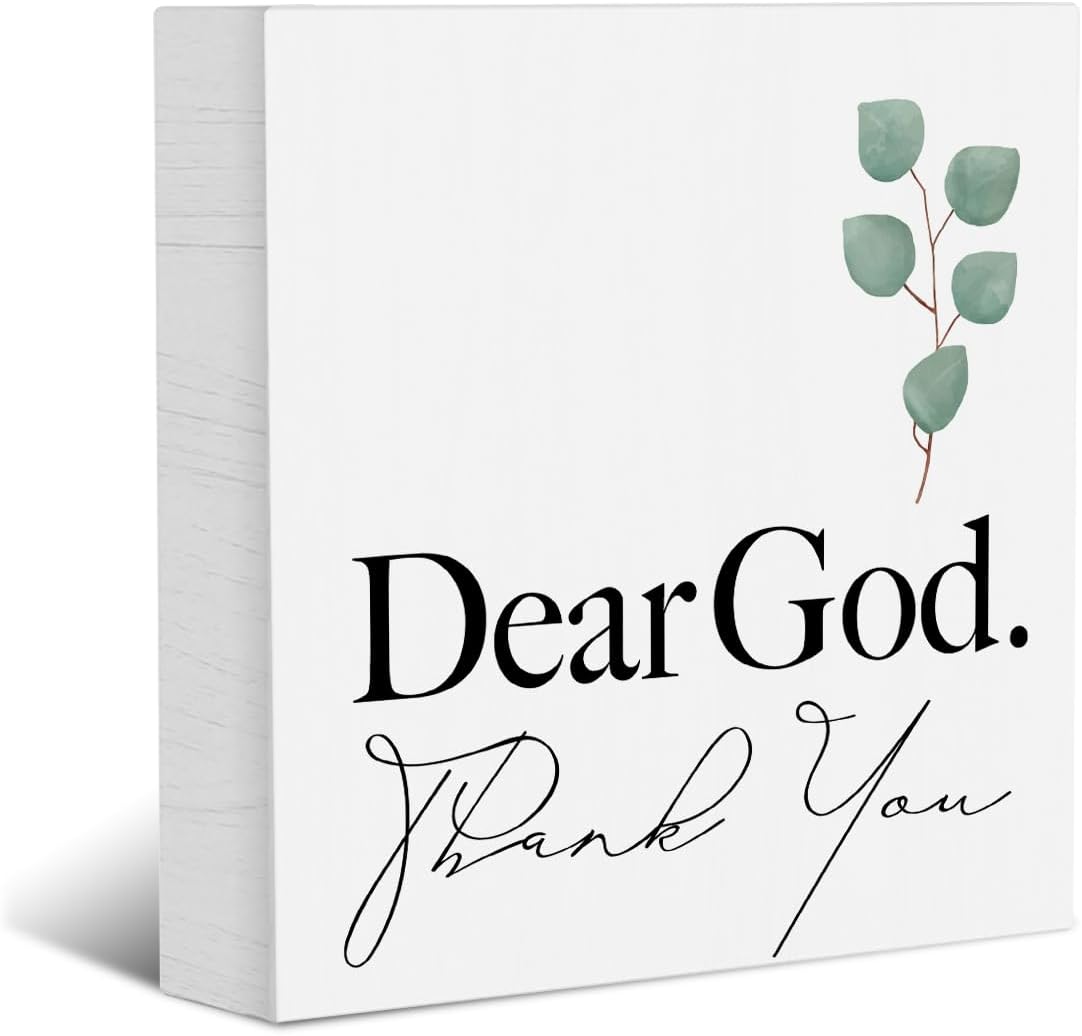 Farmhouse Decorative Signs Plaques Wooden Box Sign Desk Decor, Christian Saying Quote Rustic Religious Wood Block Plaque Box Sign Home Office Decor for Living Room Bedroom Bathroom Kitchen Shelf Table