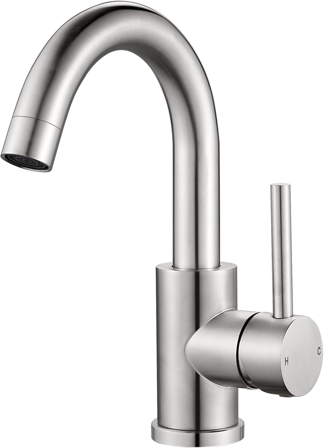 Modern Basin Mixer Tap 360° Swivel Bathroom Sink Taps, Stainless Steel Single Lever Bathroom Sink Tap Mixer, Basin Tap with G1/2 UK Standard Fittings, Hot & Cold Water Control, Brushed Nickel