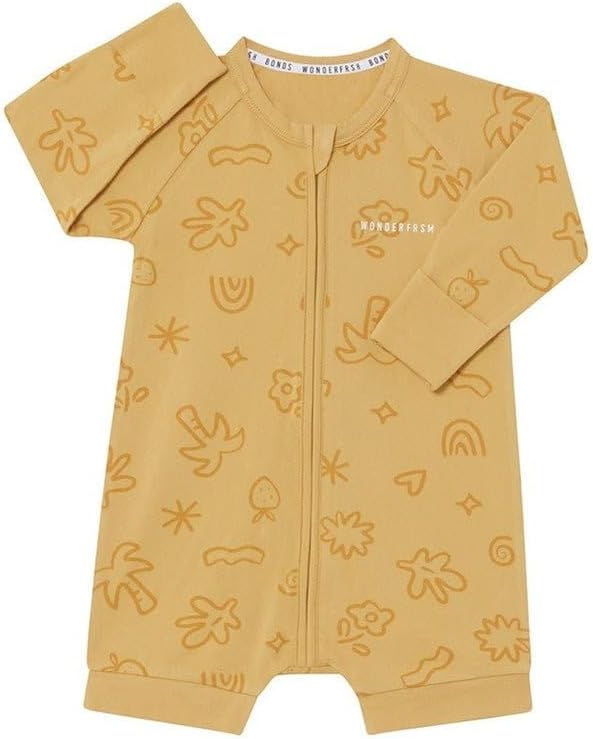 Bonds Wonderfresh Long Sleeve Shorty Romper - Treasure Hunt Mustard