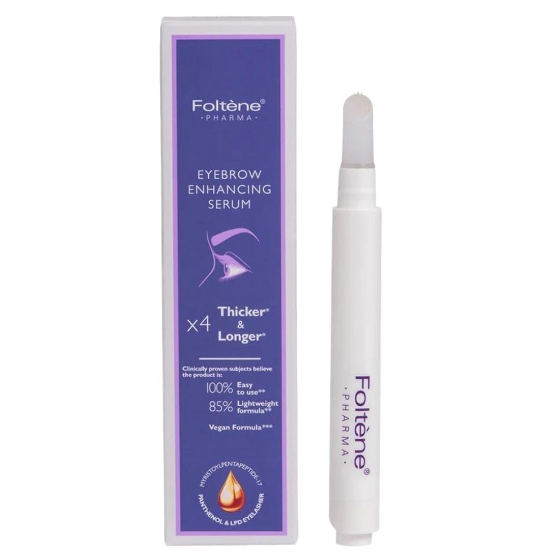 Foltene PHARMA Eyebrow Serum - Clinically Proven Eyebrow Hair Growth Serum For Fuller, Thicker Brows - Advanced Formula with Peptides & Panthenol for Nourishment & Strength
