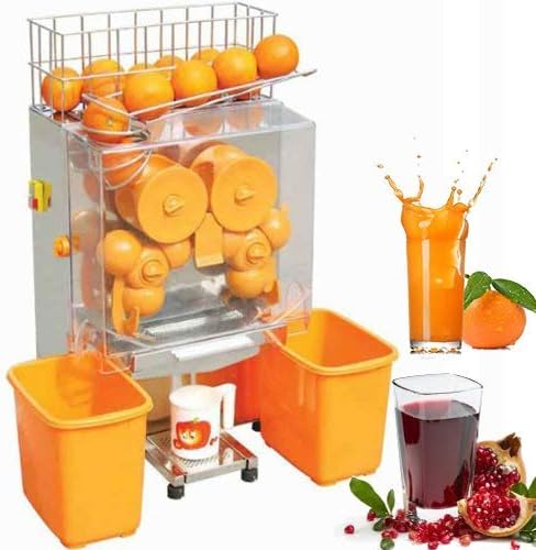 120W Commercial Electric Auto-Feed Orange Juice Squeezer Machine, Squeeze 20-22 Oranges/Minute (Up to 7 cups) With Plastic Tanks