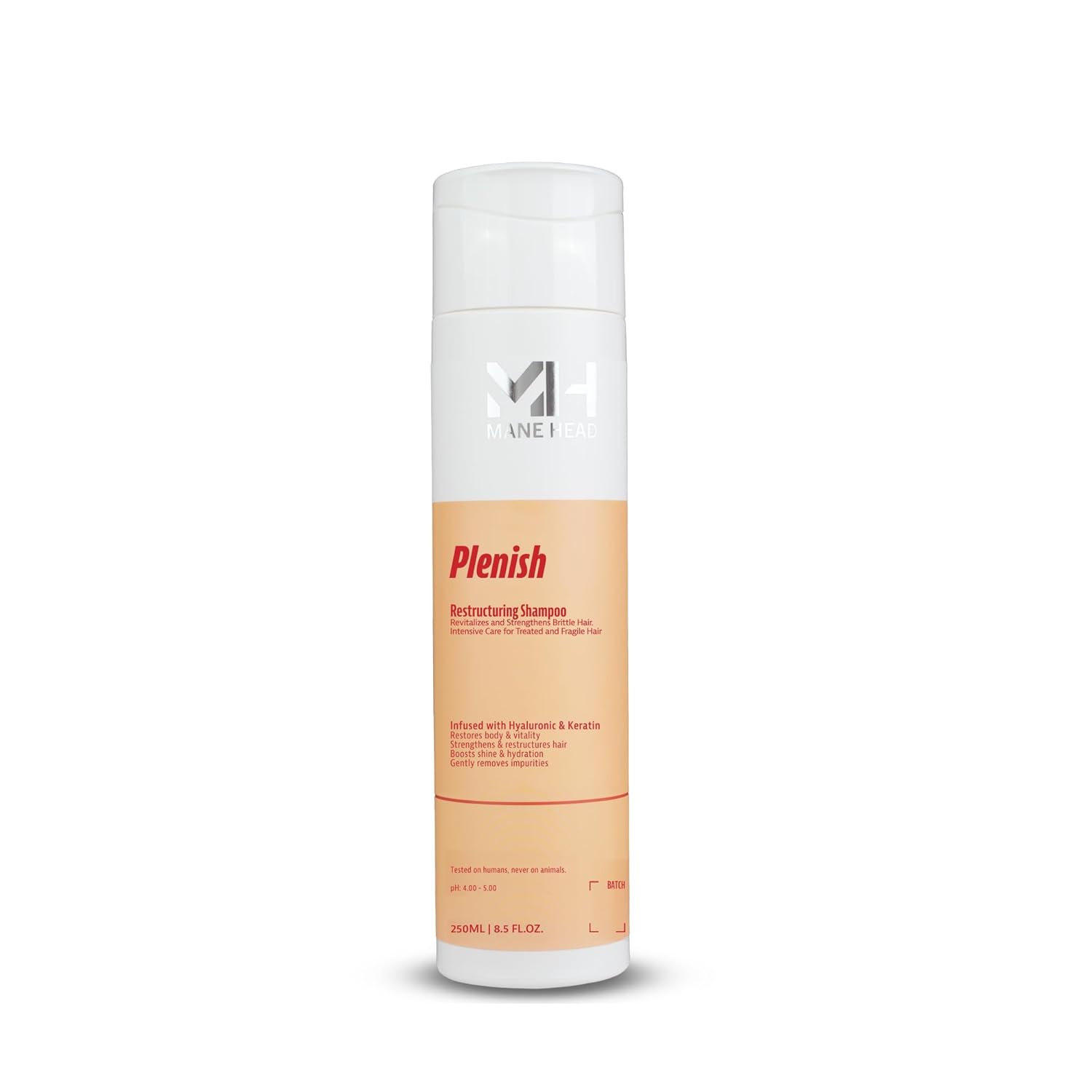 Plenish Keratin Shampoo for Damaged Hair 8.5 fl oz - Restructuring Formula with Hyaluronic Acid - Restore Brittle & Fragile Treated Hair - Professional Italian Haircare