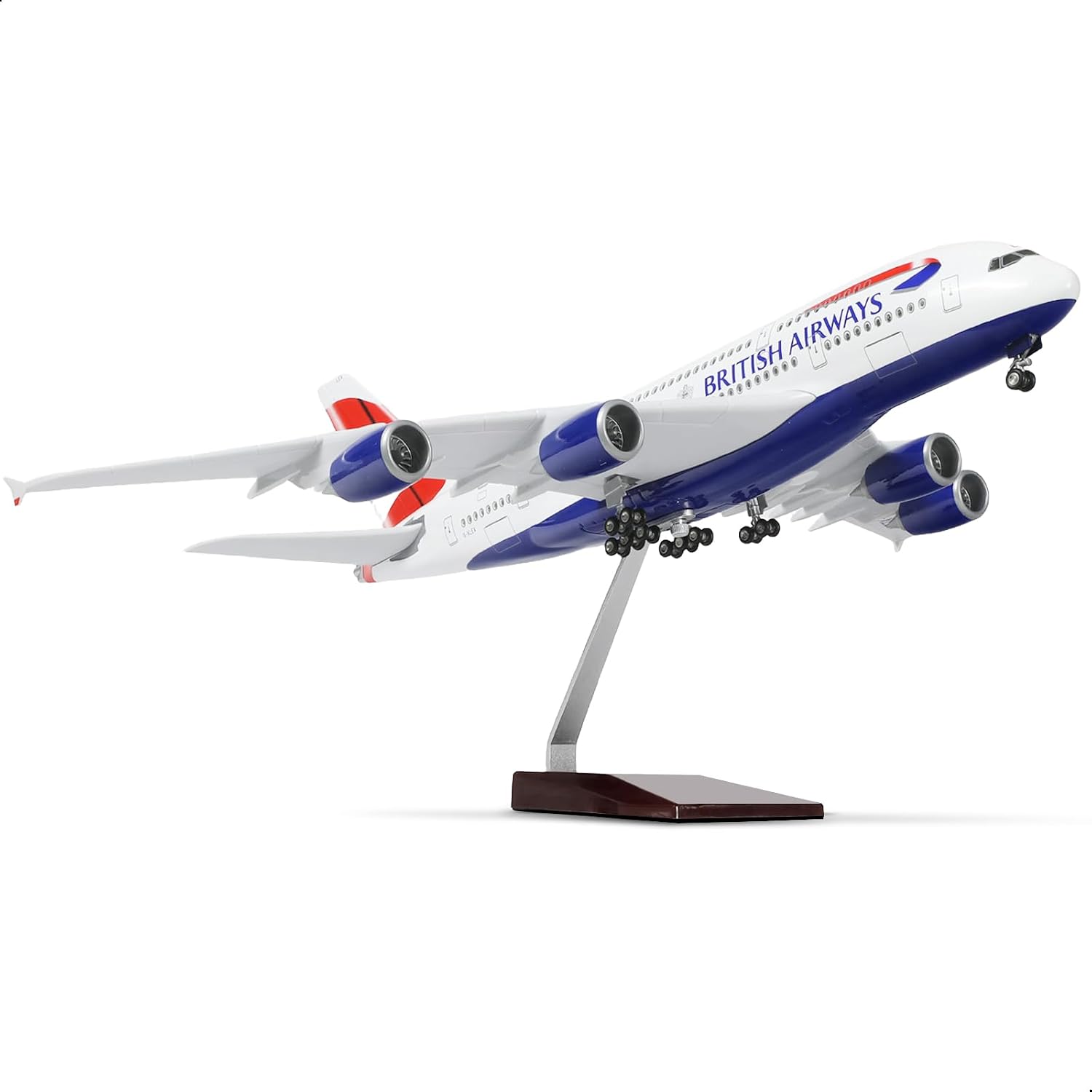 1/160 British A380 Model Plane Diecast Metal Airplane Model kit for Airbus A380 (18.00inch L) with Display Plane Stand for Adults Airplane Toy Aviation Gift or Desktop Collection