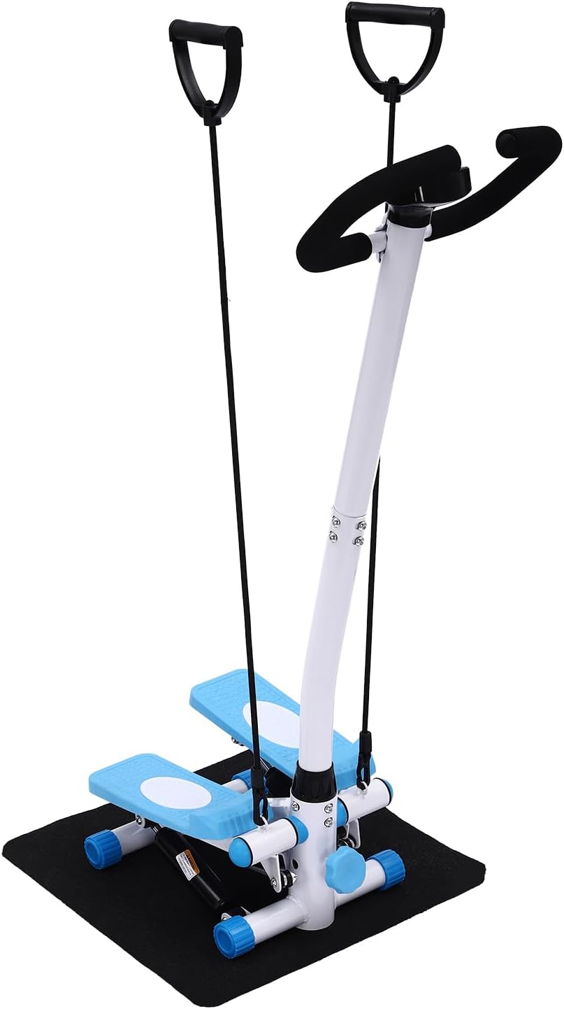 Exercise Stepping Machine, Fitness Stepper with Handlebars, Fitness Stepper,Height Adjustable Stepper, for Home Users Fitness Beginners Busy Professionals Recipients Blue, White