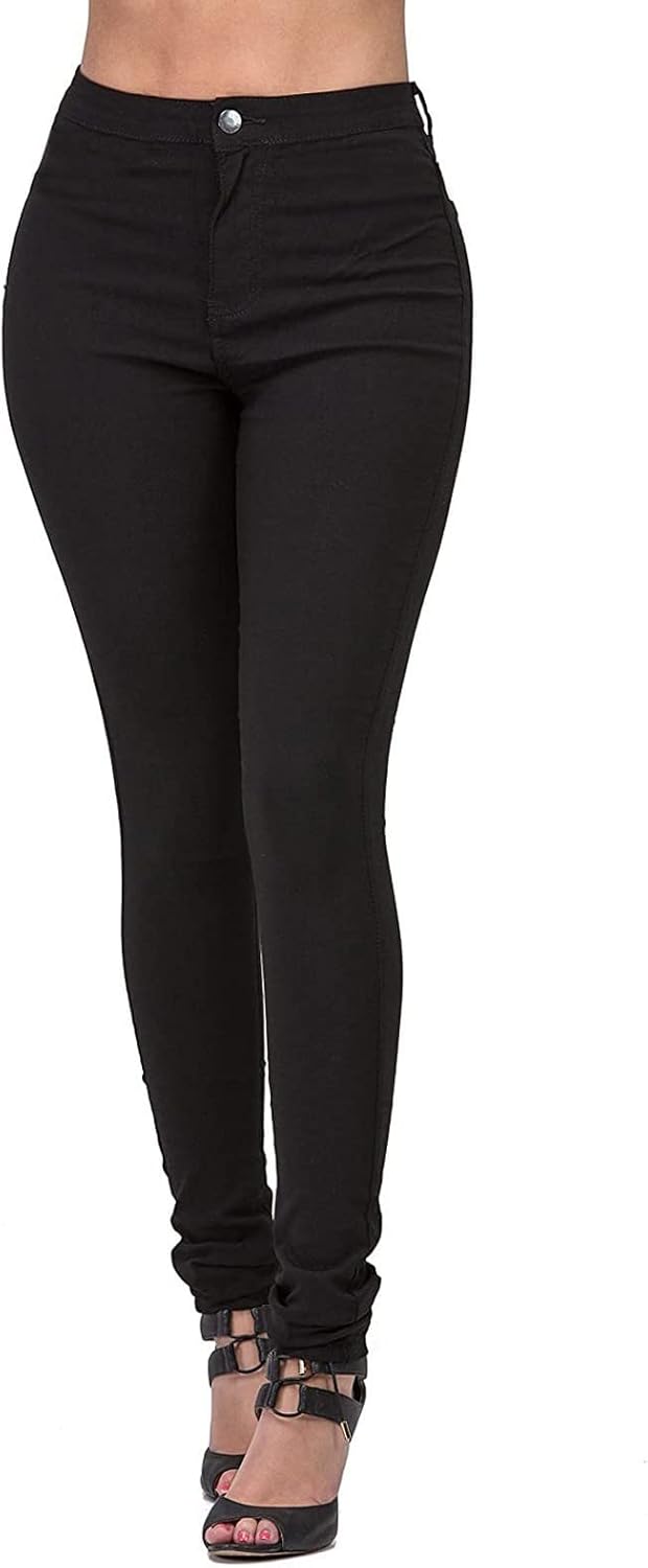 BiCophy Stretchy Jeggings for Women High Waist Tummy Control Jean Leggings with Pockets Pull-On Skinny Jeans Denim Pencil Pants Tights Fashion Fall Denim Jeggings Women Trousers