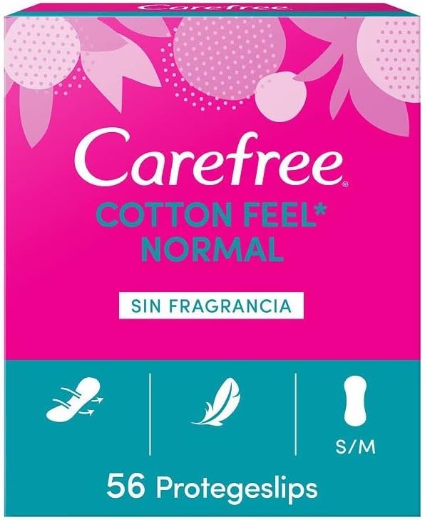 Carefree Cotton Feel Normal Fragrance-Free Panty Liners (56 Pack), Protects Briefs of Normal Absorbency and Breathable for Daily Use, Protects Briefs for All Types of Panties