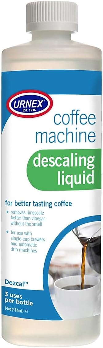 Urnex Coffee Maker Cleaner and Descaler - 3 Uses Per Bottle - Professional Grade Descaling and Cleaning Liquid