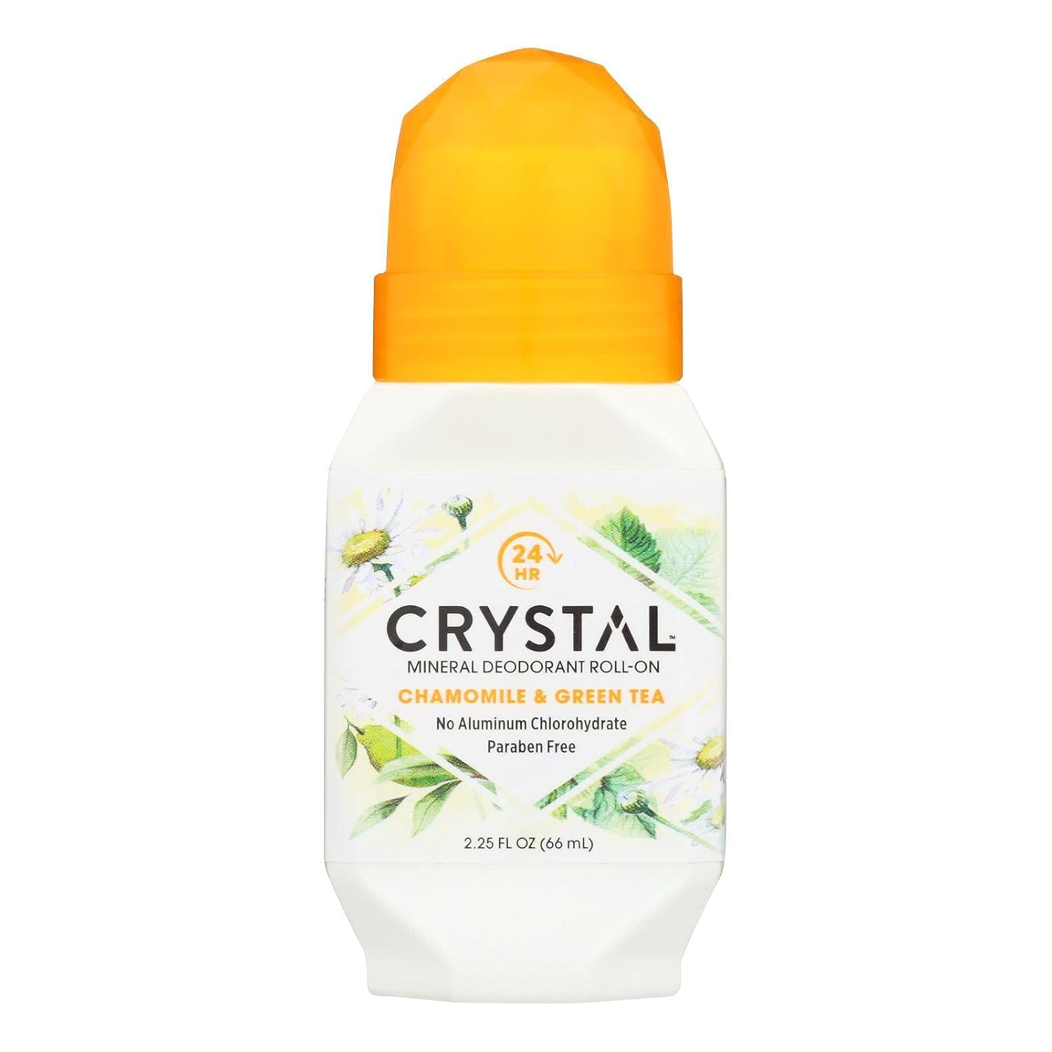 Crystal Essence Mineral Deodorant, Roll-On Chamomile and Green Tea, 2.25 Fluid Ounce