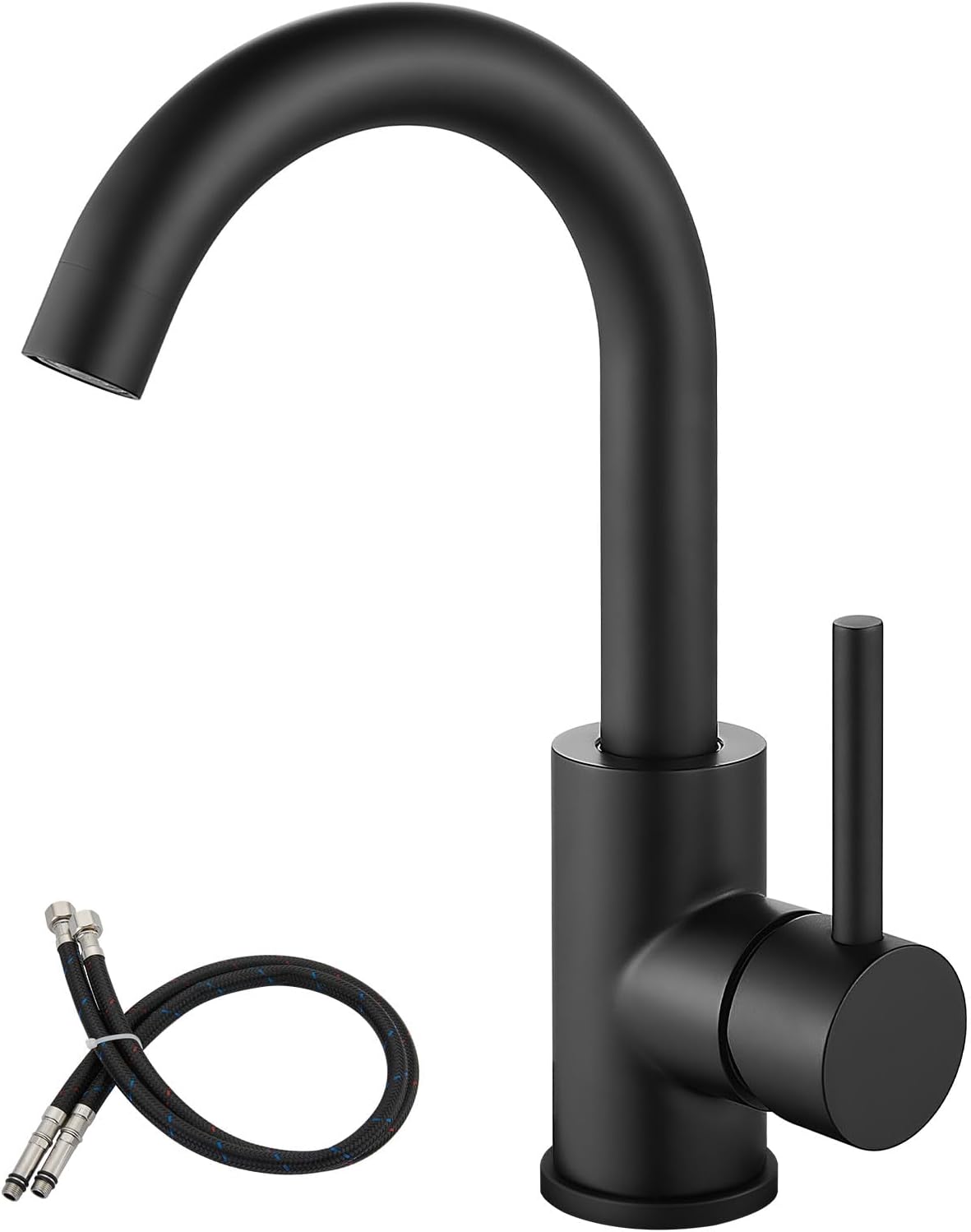 Airuida Bar Sink Faucet Single Hole Single Handle Bathroom Sink Faucet Kitchen Small Prep Wet Farmhouse RV Lavatory Vanity Mixer Tap 360 Degree Swivel Spout Without Pop Up Drain Matte Black