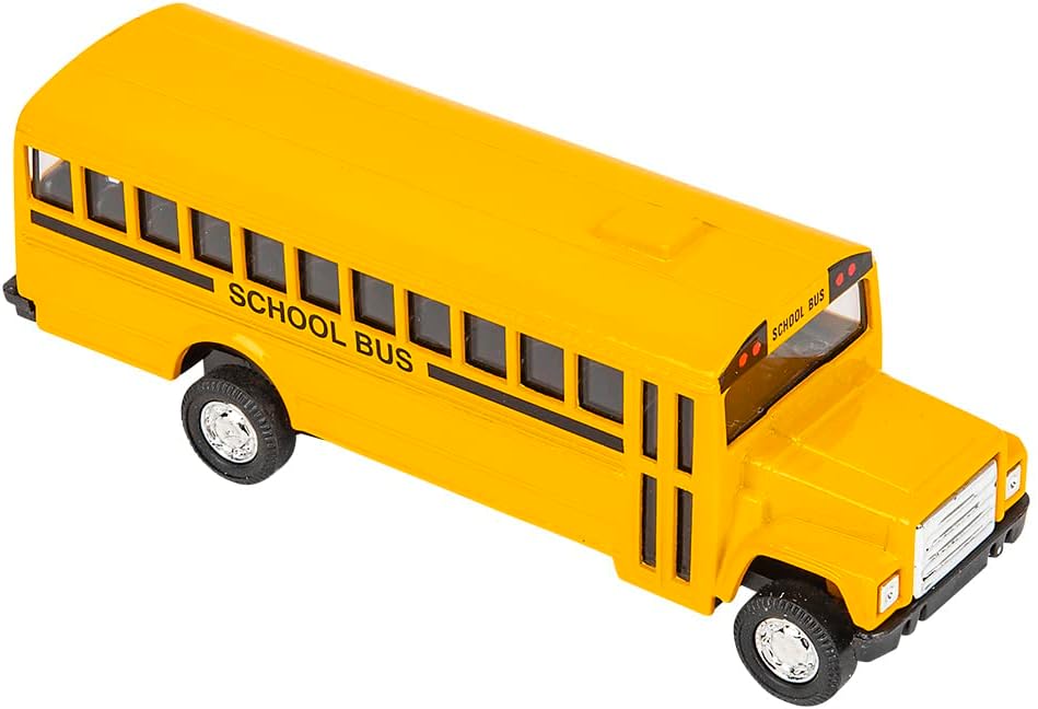 Rhode Island Novelty 5 Inch Die Cast School Bus with Pull-Back Action, 1 Per Order