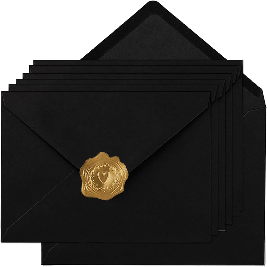 100 Pieces A7 Envelopes Black 5x7 Envelopes for Greeting Cards, Birthday, Weddings, Baby Shower Invitation Cards (Black, 5.24 x 7.24 Inches)