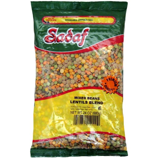 Sadaf Mixed Beans - Dried Lentil Blend for Cooking - Lentil Soup Mix - Ideal for Soups & Stews - Kosher - 24 0z Resealable Bag