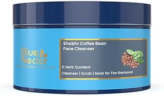 Blue Nectar Coffee Bean Natural Cleanser, 3-in-1 Cleanser, Face Scrub & Face Pack for Skin Repairing & De tan Removal, 100% Natural with Multani Mitti Powder (3.52 Oz11 Herbs)