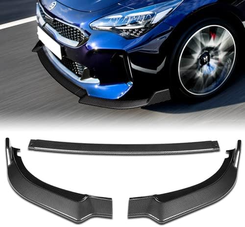 3 Pieces Front Bumper Lip Spoiler Splitter Side Body Kit Trim Protection Compatible with 2018-2023 Kia Stinger, 2019 2020 (Painted Carbon Style)