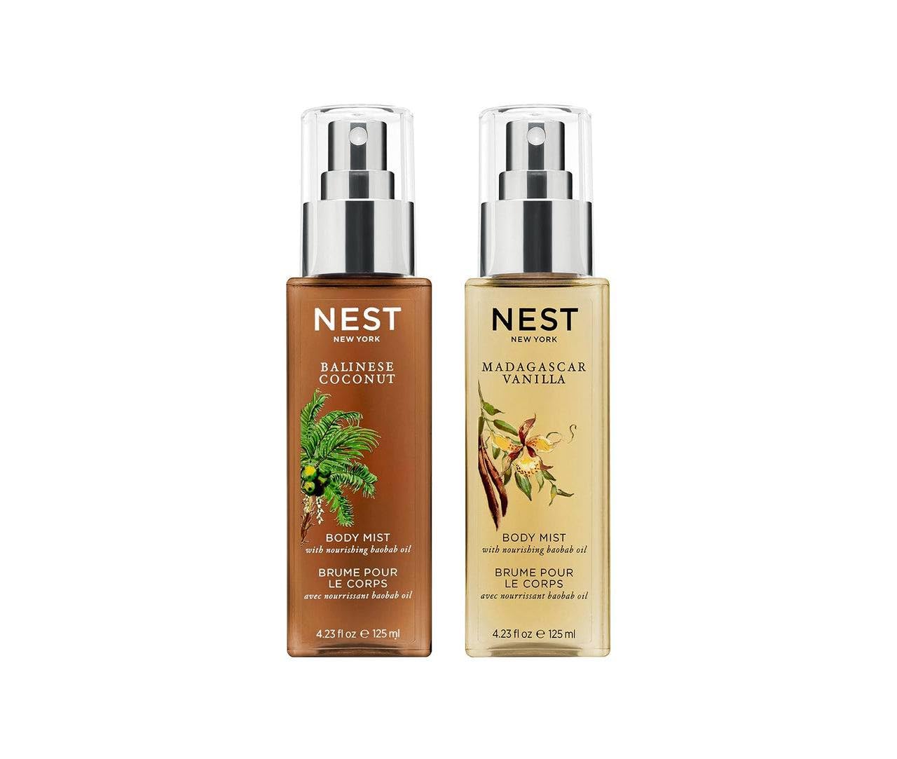 NEST New York Mist & Match: Body Mist Layering Set - Balinese Coconut Perfume Oil Body Mist and Madagascar Vanilla Perfume Oil Body Mist