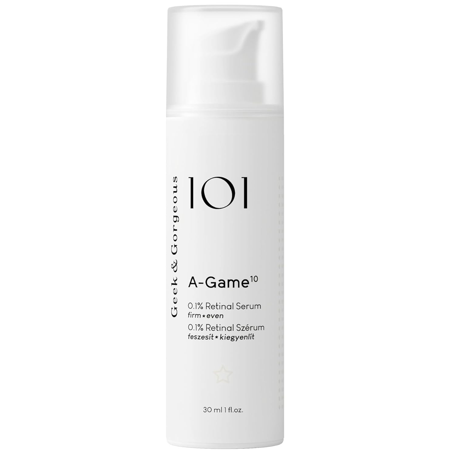 Geek & Gorgeous - A-Game 10-0.1% Retinal Serum - Silky, Lightweight, High-strength, Anti-Aging Formula - all skin types, especially combination & oily - 1 oz