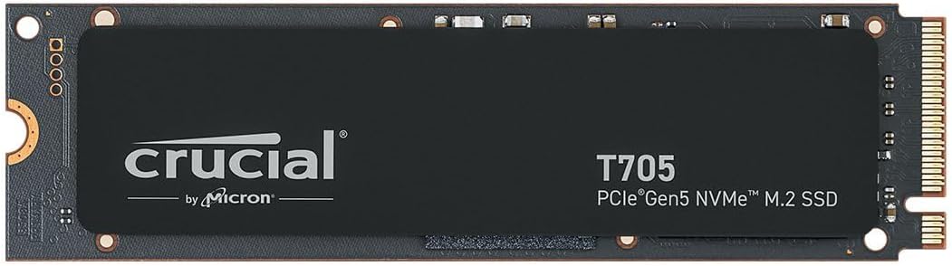 Crucial T705 1TB PCIe Gen5 NVMe M.2 SSD - Up to 13,600 MB/s - Game Ready - Internal Solid State Drive (PC) - +1mo Adobe CC - CT1000T705SSD3