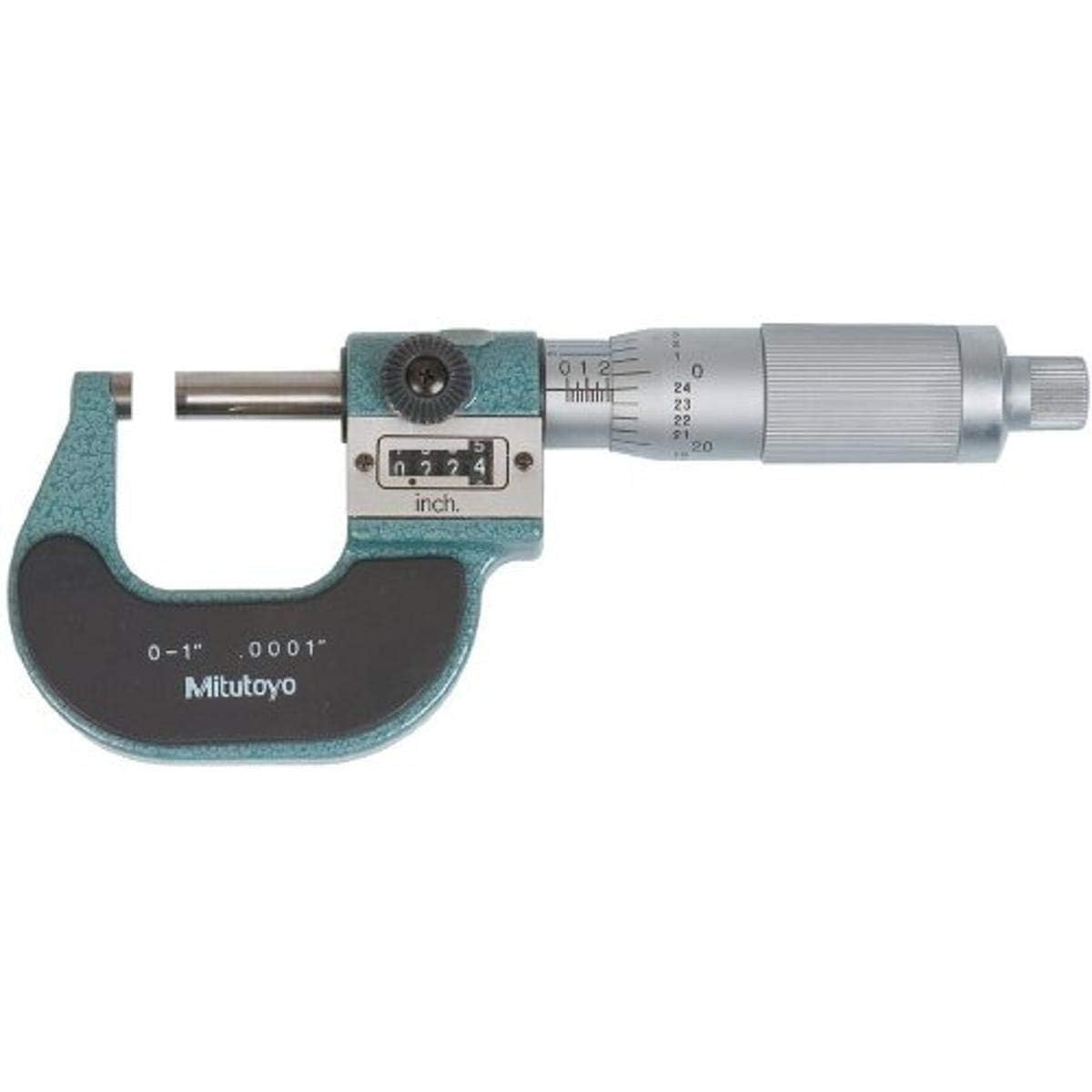 Mitutoyo 193-211 Digit Outside Micrometer, 0-1" Range, 0.0001" Graduation, ±0.0001" Accuracy, Inch Vernier Scale with Digit Counter, Friction Thimble, Carbide Measuring Faces