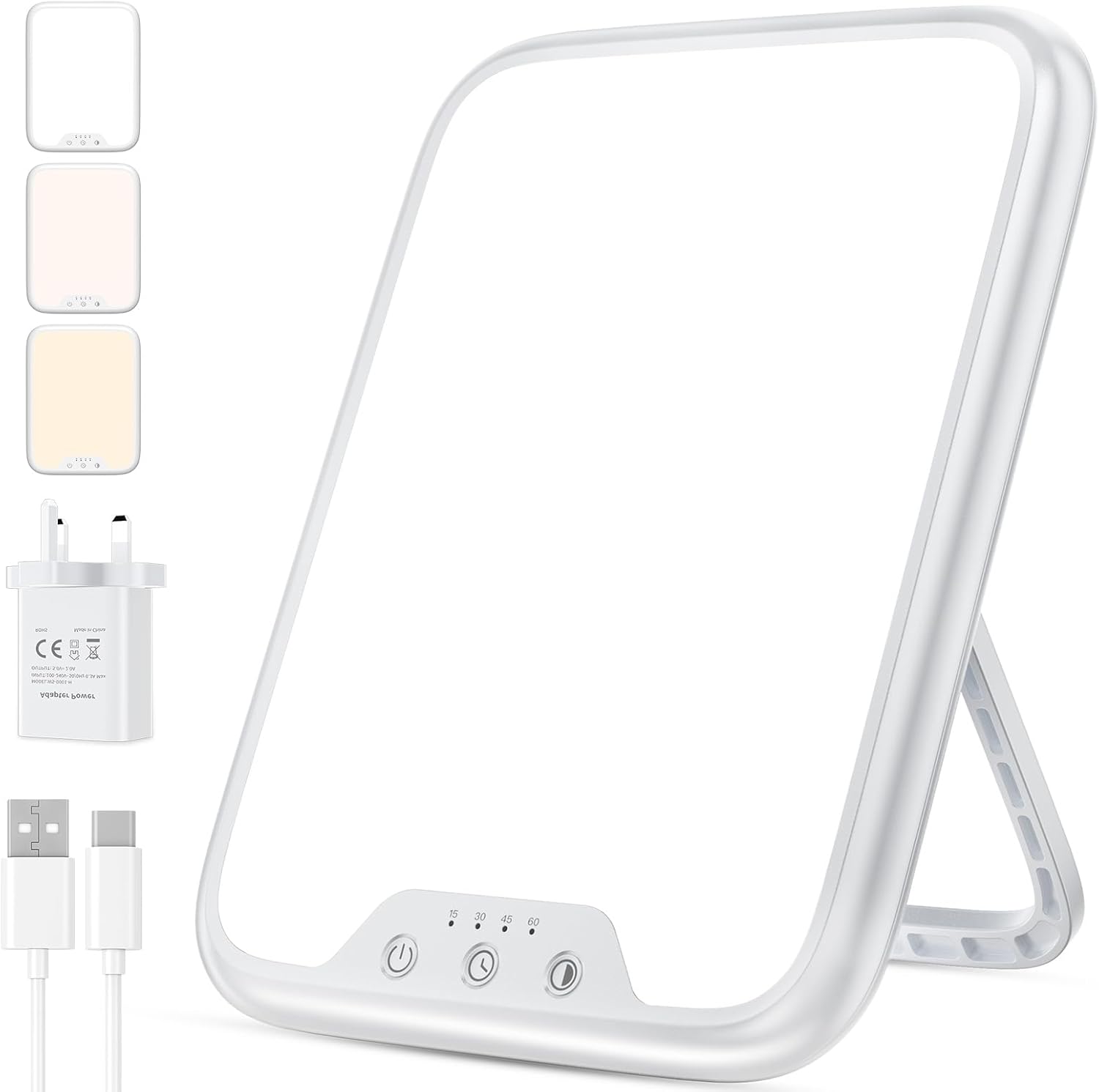 SAD Lamp, 10000 Lux SAD Light Therapy Lamp for Depression, SAD light with 3 Color Temperatures, Adjustable Brightness, 4 Timer Setting Compact Size Full UV-Free Daylight Lamp for Seasonal Mood Changes