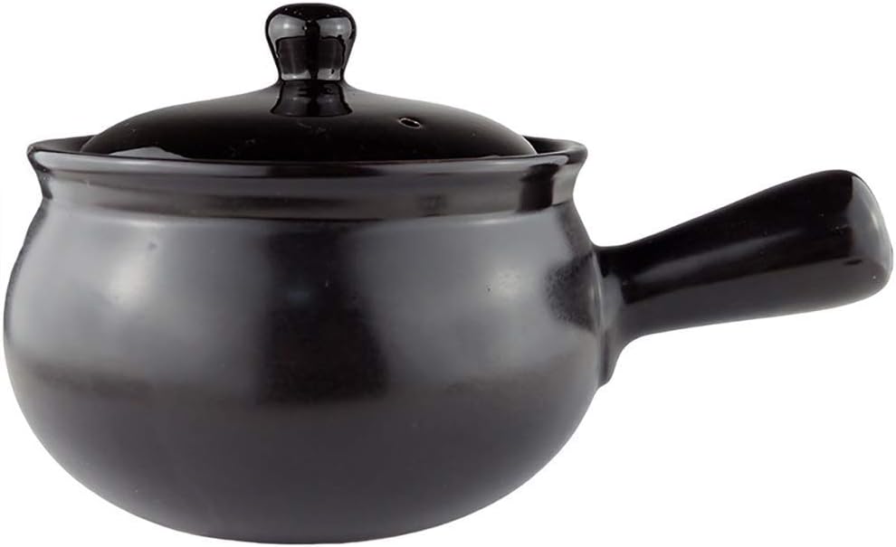 Portable Round Ceramic Casserole,heat-resistant Earthen Pot Clay Pot Soup Pot With Lid And Handle Healthy Cookware For Slow Cooking Hot Pot Brown 1.58Quart,Cooking Dining