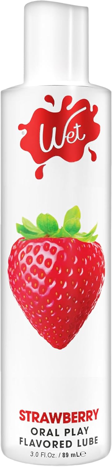 Wet Sexy Strawberry Premium Flavored Edible Lube for Men, Women and Couples | Long-Lasting, Condom Safe, Sugar Free, 3 fl oz