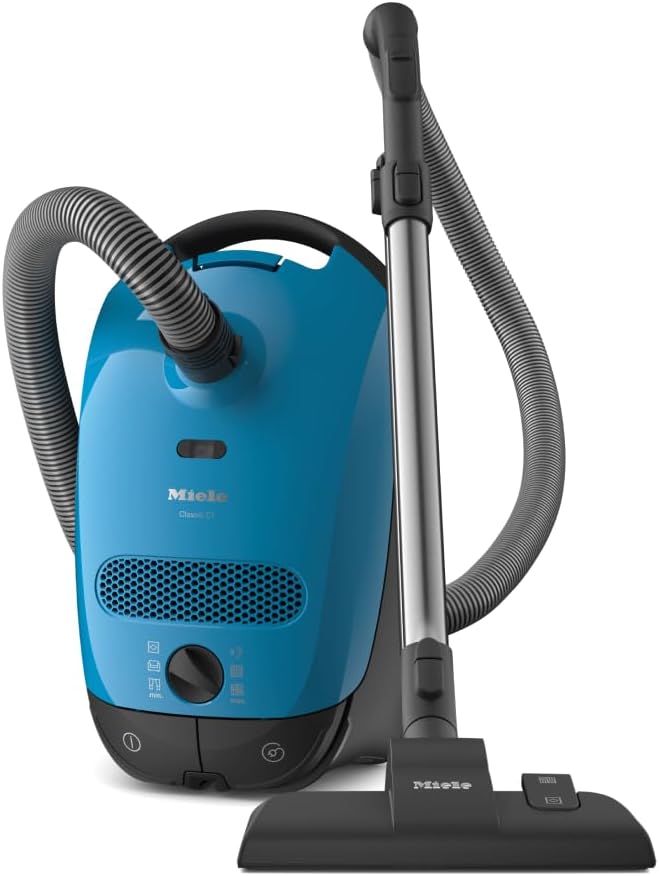 Miele Classic C1 Junior Powerline Vacuum Cleaner with Bag and Strong Suction Power, Universal Brush, Very Light, Colour Tech Blue