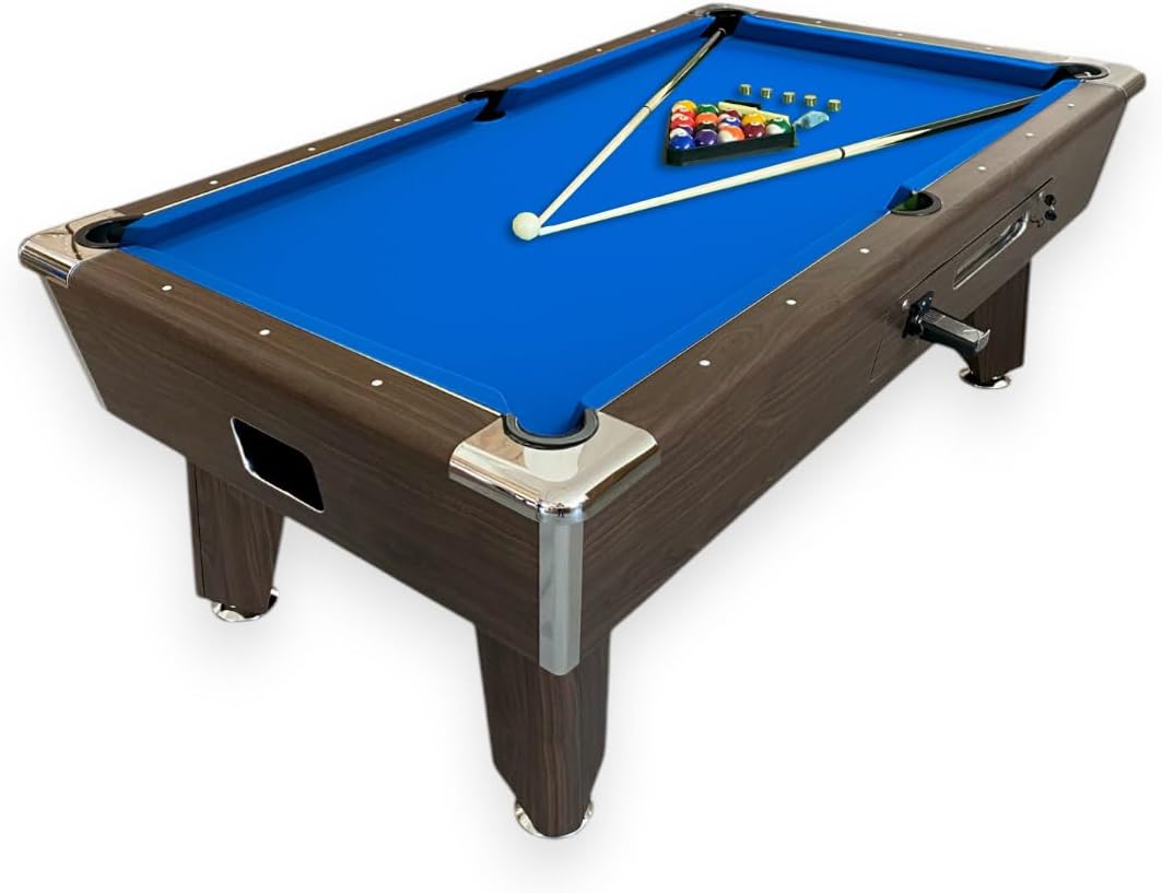 8ft Pool Table Coin Operated Billiard Table Blue Felt - Titan