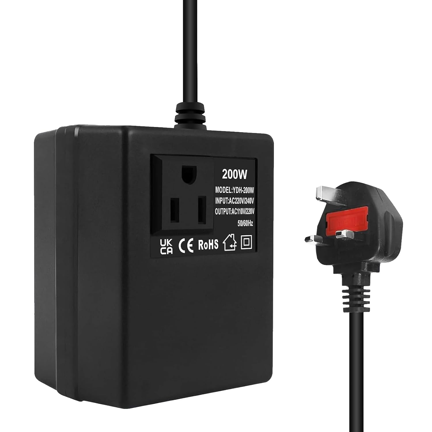 RuverLand 200W Voltage Converter Step Down Power Transformer, 220v/240v to 110v/120v UK Plug, Intelligent Adapter Travel Power Adapter for WIFI, Power Bank, POS Machine