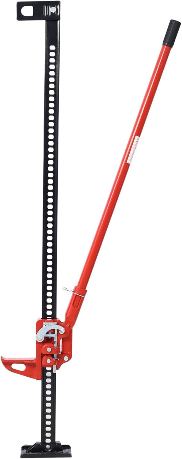 60" High Lift Farm Jack - 7000 lbs Capacity Heavy-Duty Ratcheting Utility Jack for Tractor, Truck, SUV, Off-Road Bumper Lifting, Red (60 inch)