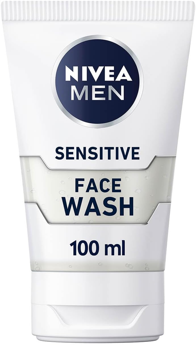 NIVEA MEN Sensitive Face Wash with Zero Percent Alcohol (100 ml), Men's Face Wash with Vitamin E, Especially for Sensitive Skin, Men's Skin Care Essentials