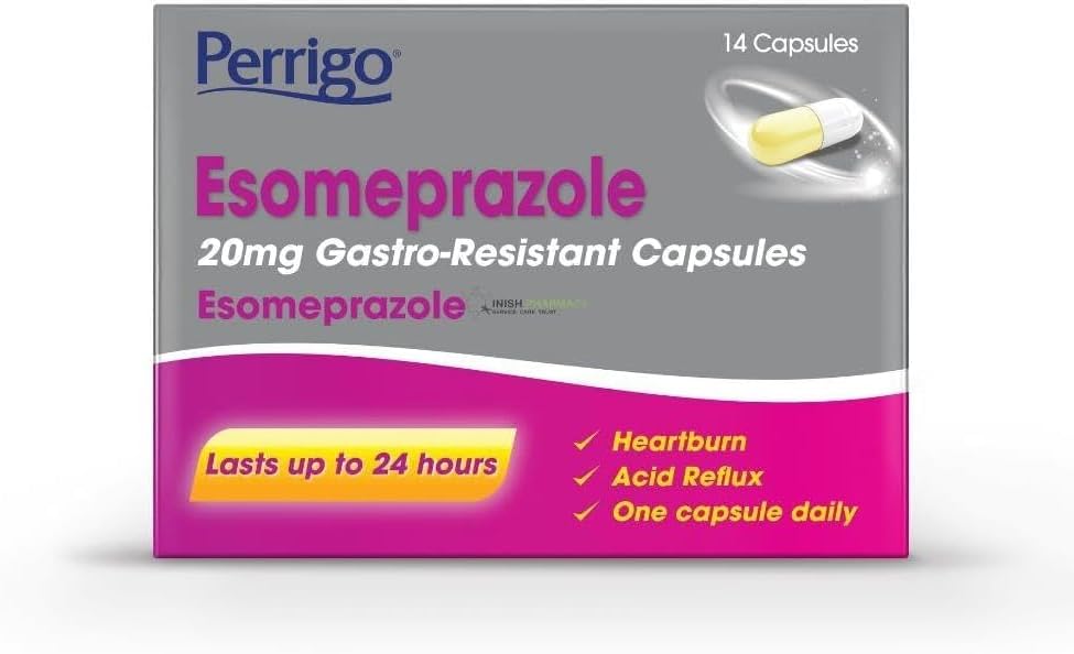 Esomeprazole 20mg Heartburn & Acid Reflux Control – 24-Hour Acid Reducer for Indigestion & Heartburn – Fast-Acting, Delayed-Release Capsules – Reduces Stomach Acid 14 Count