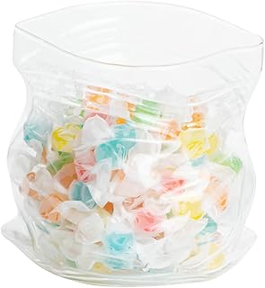 Restaurantware 22 Ounce Glass Zipper Bag 1 Large Glass Bag - Realistic Crinkled Edges Serve Candy Popcorn or Nuts Clear Glass Bag Bowl Dishwasher-Safe Flat Base, White