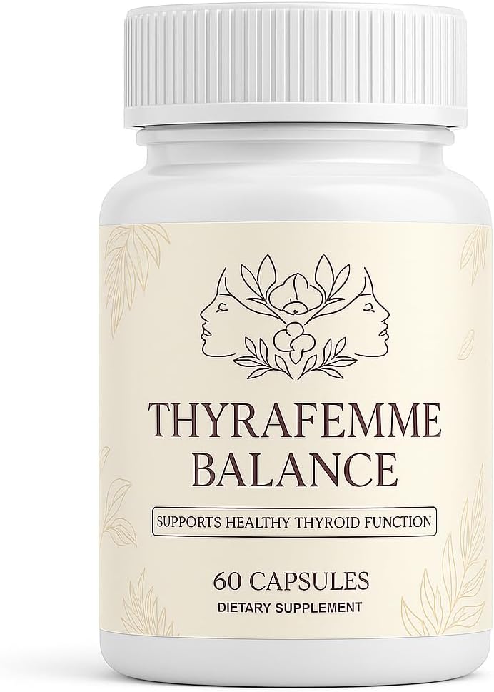 Thyrafemme Balance – Thyroid Support Supplement with Selenium, Zinc, Magnesium, Iodine, Ashwagandha & L-Tyrosine – Supports Healthy Thyroid Function – 60 Capsules - Supplement Heaven