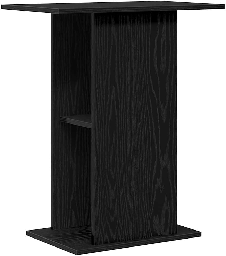 vidaXL Aquarium Stand Black Oak - Fish Tank Stand with Storage - Engineered Wood - 60.5x36x72.5 cm - Home/Office Use