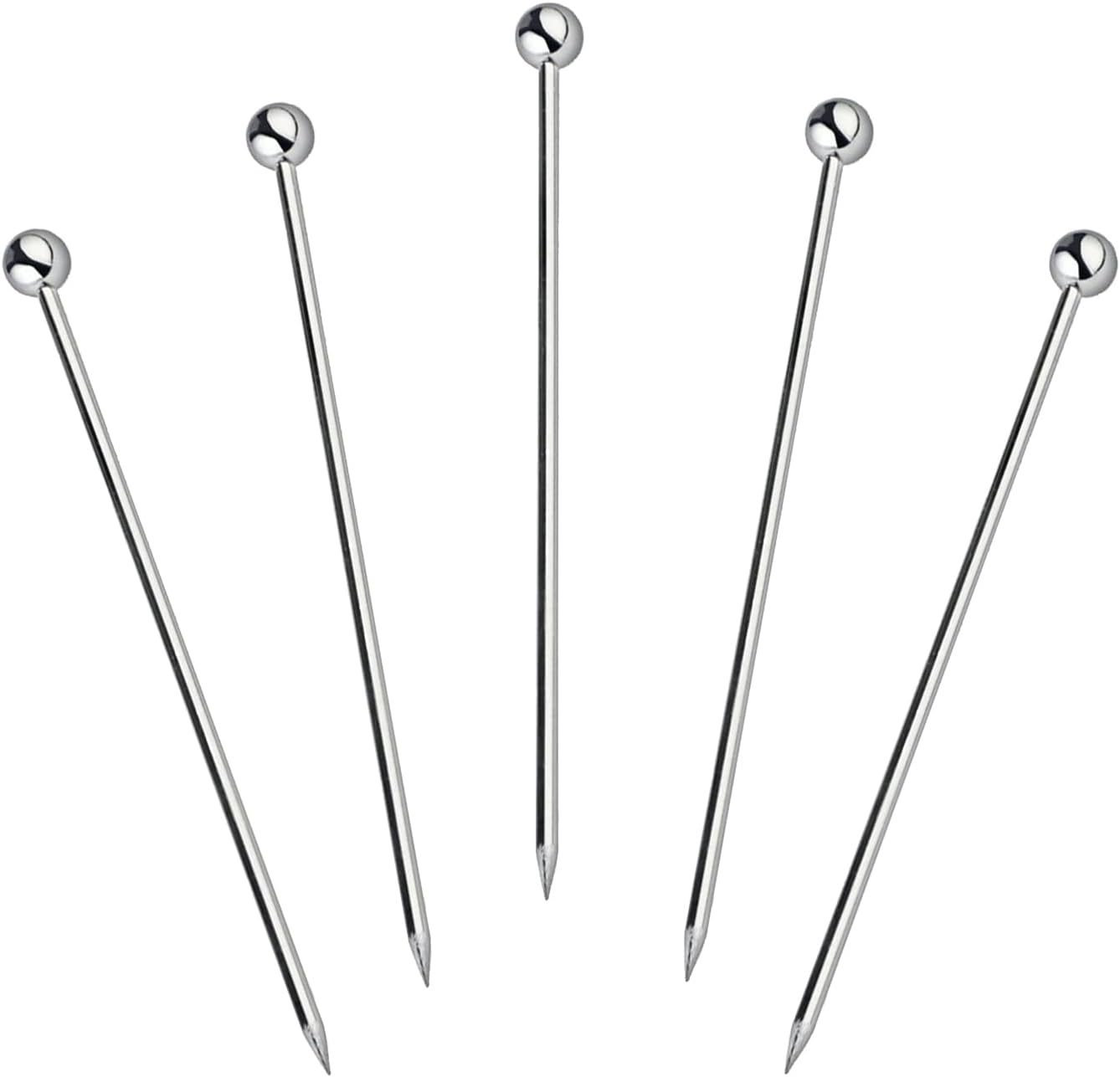 5Pcs Stainless Steel Cocktail Picks,Premium Metal Martini Picks,Cocktail Skewers for Drinks,Martinis,Cocktails,Olives Appetizers Fruit