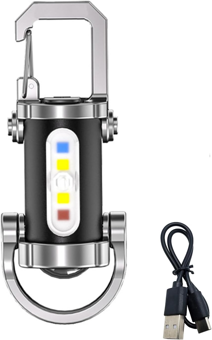 ZEPFJHE USB Rechargeable Torches Keychain Lamp Portable Work Light Small LED Flashlights Keychain For Night Work Enduring Outdoor Camping Working