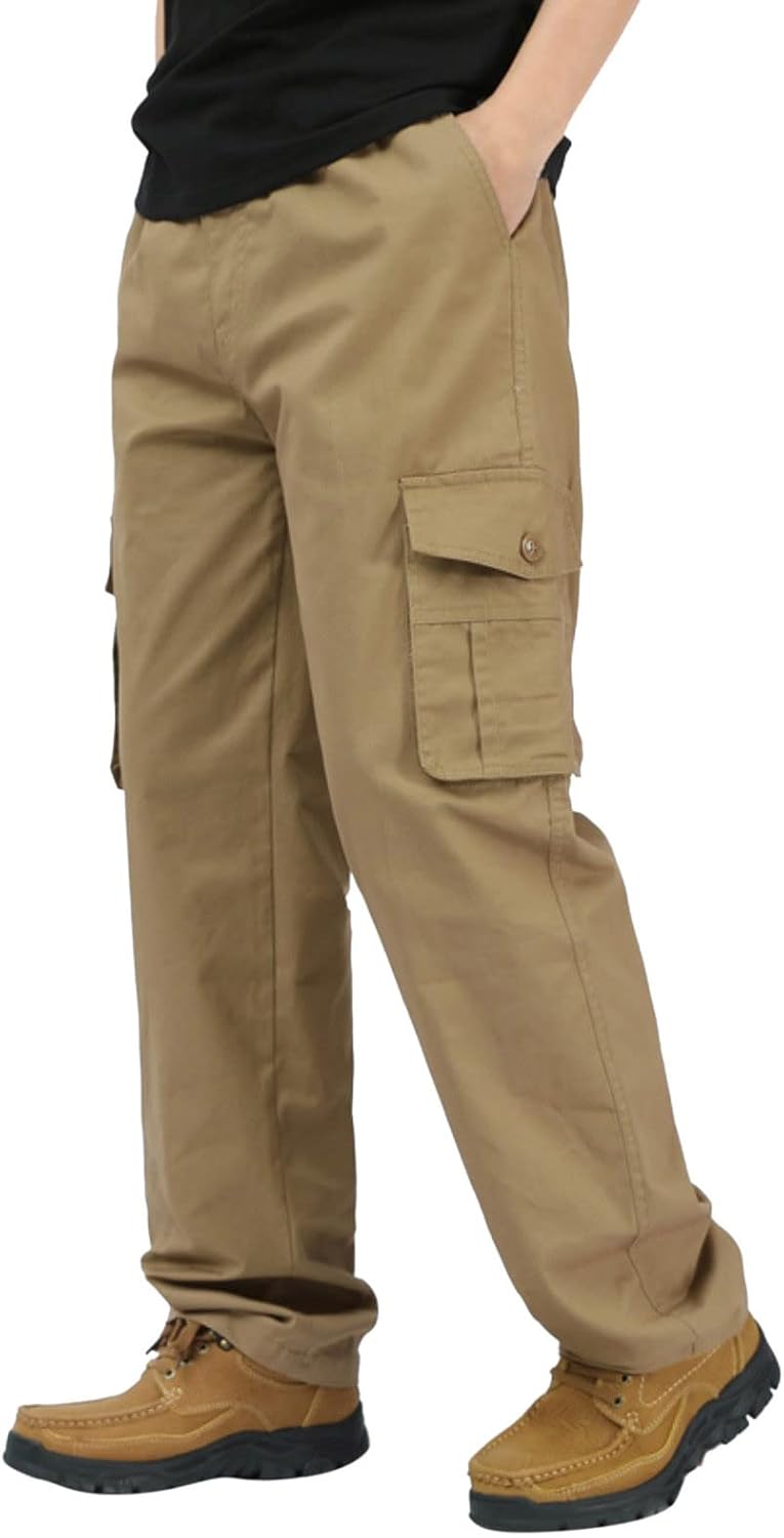 Cotton Trousers Mens Boys' Cargo Trousers Jogging Loose Fitting Stretch Straight Leg Work Trouser With Multiple Pockets Lightweight Breathable Comfortable Casual Cotton Cargo Trouser Summer