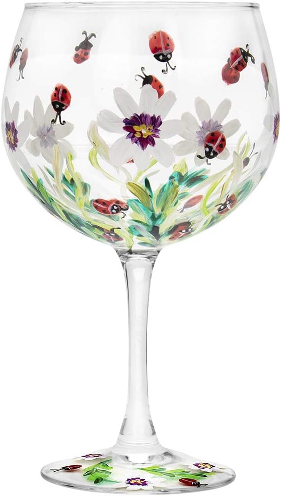 The Leonardo Collection Hand Painted Ladybird Gin Glass by Lynsey Johnstone with Gift Box, Multicoloured, JNS_475167