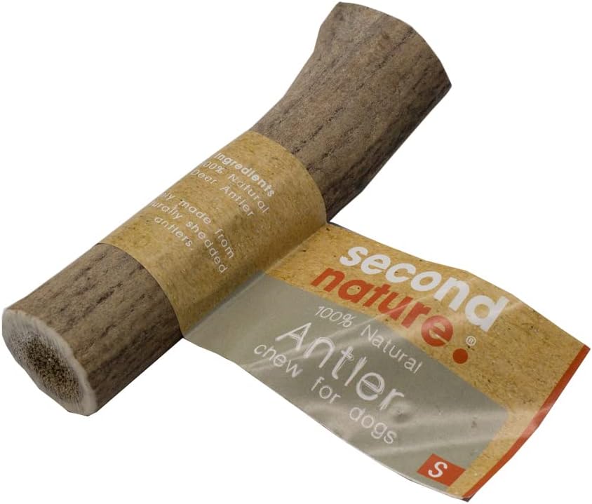 Second Nature Deer Antler Chews for Dogs - Durable, Natural Dog Chews Long Lasting from Shed Antlers, Hard Treats for Aggressive Chewers - Small (Shape may Vary)