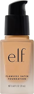 e.l.f. Flawless Satin Foundation, Lightweight & Medium Coverage, Semi-Matte Finish, Vegan & Cruelty-Free, Toffee, 0.68 Fl Oz (20mL)