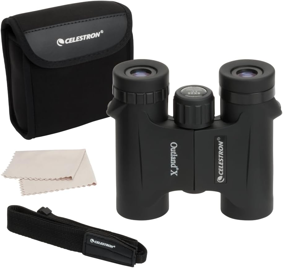 Celestron 71340 Outland X 8x25 Compact Roof Prism Binoculars, Black