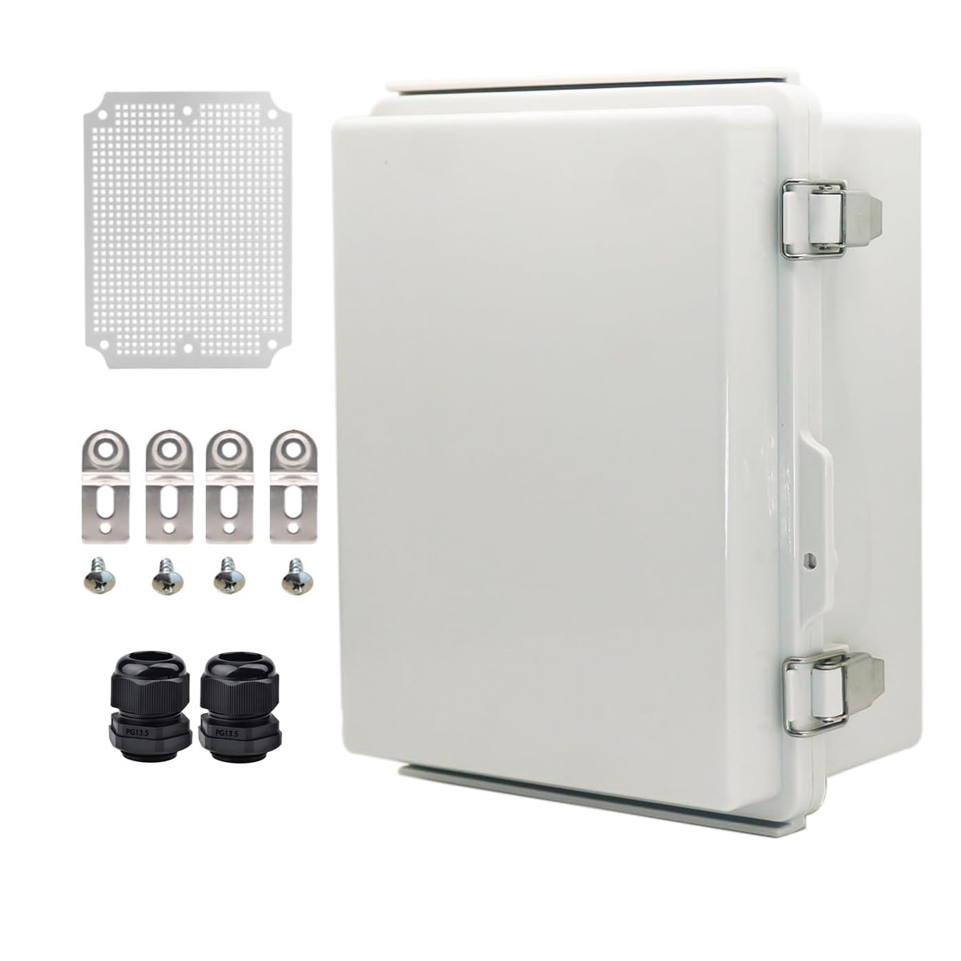 Outdoor Waterproof Electrical Box Junction Box Weatherproof IP67 ABS Plastic Enclosure Switch Router Project Box Electronics DIY Enclosure With Mounting Plate Wall Bracket Grey 8.6"x6.6"x4.3"