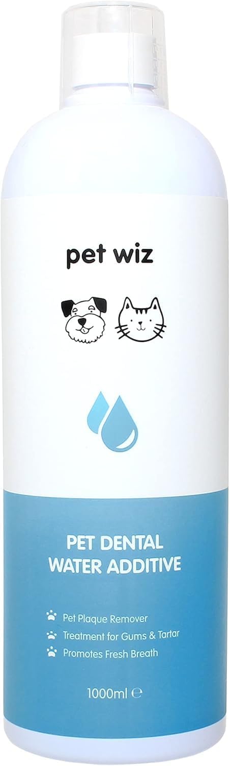 pet wiz Dental Water Additive for Dogs & Cats | Fights Bad Breath | Removes Plaque & Tartar | Promotes Healthy Gums | 1000ml