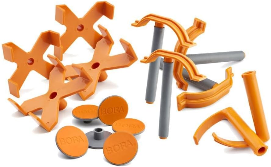 BORA Centipede Accessories Kit - X-Cups, Quick Clamps, Non-Slips | 4 X-Cups, 4 Quick Clamps, 6 Non-Slips, 2 Hooks - fits all Centipede Work Stands, sawhorse and folding table use