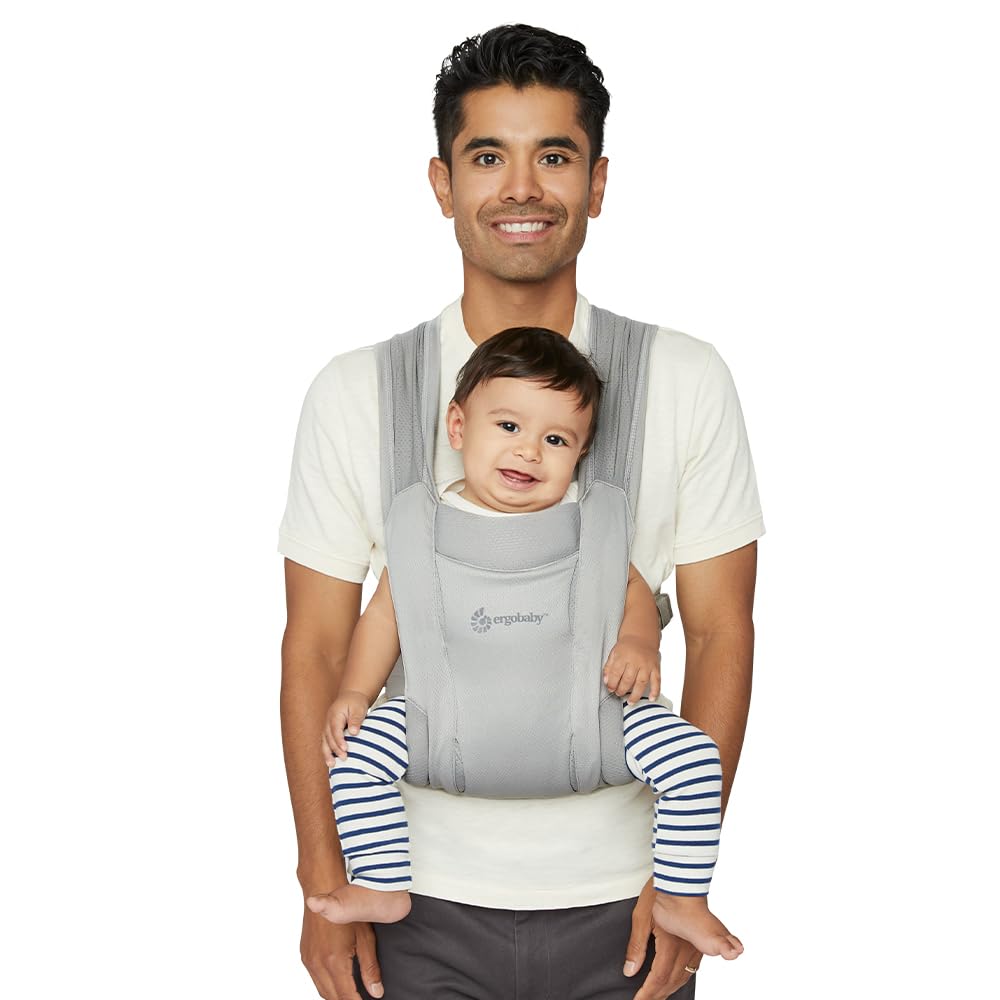 Ergobaby Embrace Newborn Baby Carrier for Infants 0-12 Months (7-25 lbs) - Ergonomic 2-Position Infant Carrier with Head and Neck Support, Hip-Healthy Positioning - Soft Grey