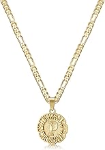 KissYan Initial Necklace for Women,14K Gold Plated Round Letter Pendant Necklace Capital Monogram Necklace Alphabets from A-Z Figaro Chain Necklace