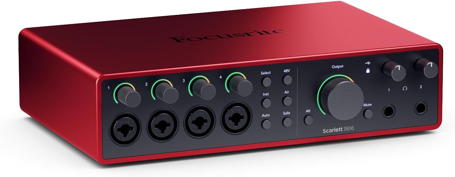 Focusrite Scarlett 18i16 4th Gen USB Audio Interface, for Songwriting, Music Production, Recording, and Podcasting — High-Fidelity, Studio Quality Recording, and All the Software You Need to Record