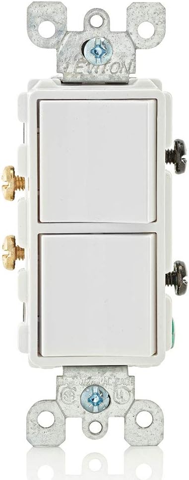 Leviton 15 Amp, 120/277 Volt, Decora Single-Pole, AC Combination Switch, Commercial Grade, Grounding, 5634-W, White