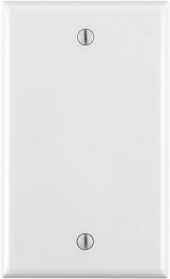 Leviton 88014 001-88014-WHT Single Gang White Blank Box Mounted Plastic Wallplate, 1-Pack