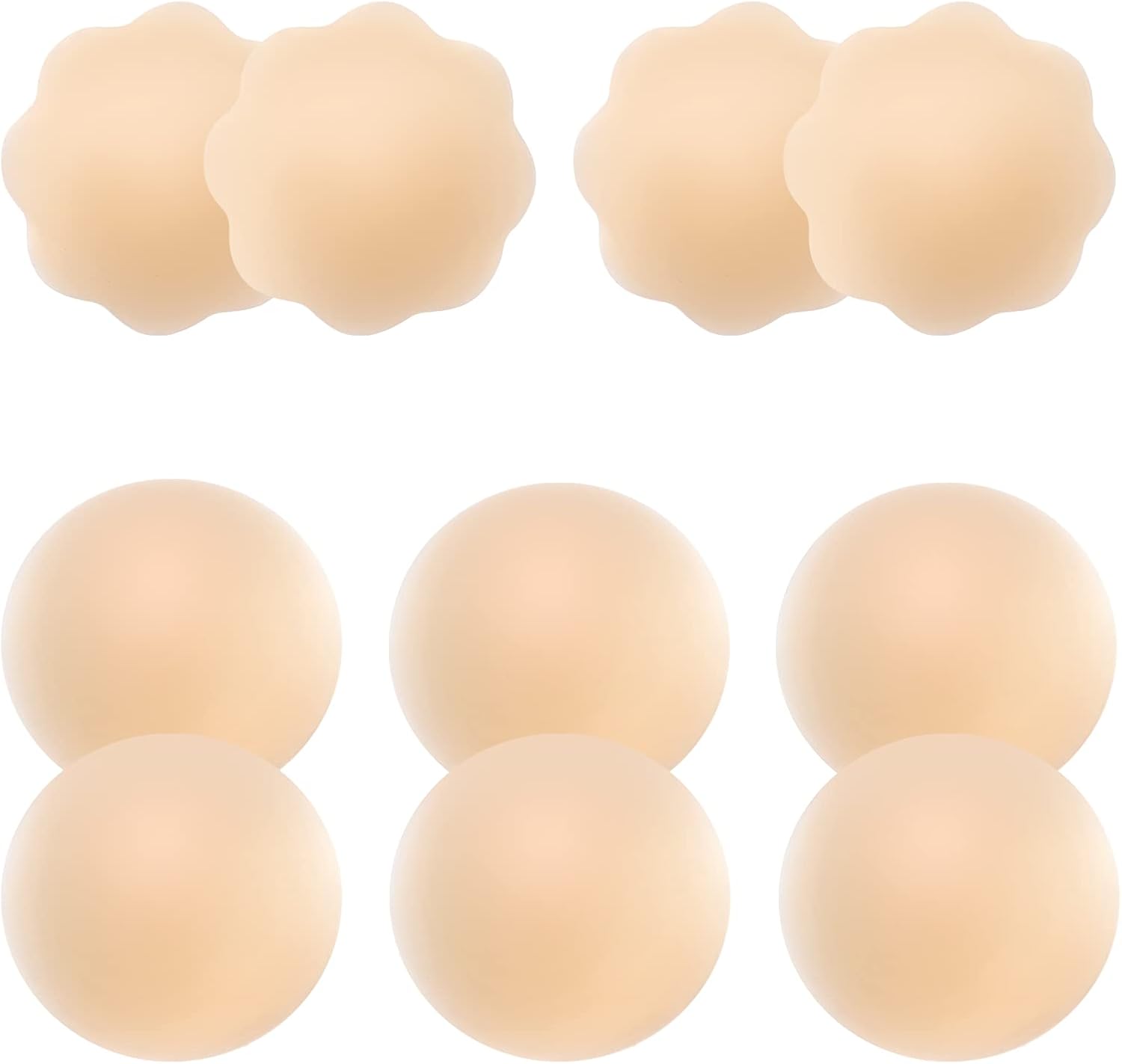 AMFLOWER 5 Pairs Nipple Covers, Invisible Nipple Covers for Women, Silicone Petals/Pasties Nipple Covers Reusable Washable Nude